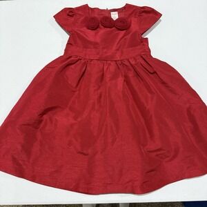 GYMBOREE Holiday Memories Red Taffeta Rosebud Dress Sz 6